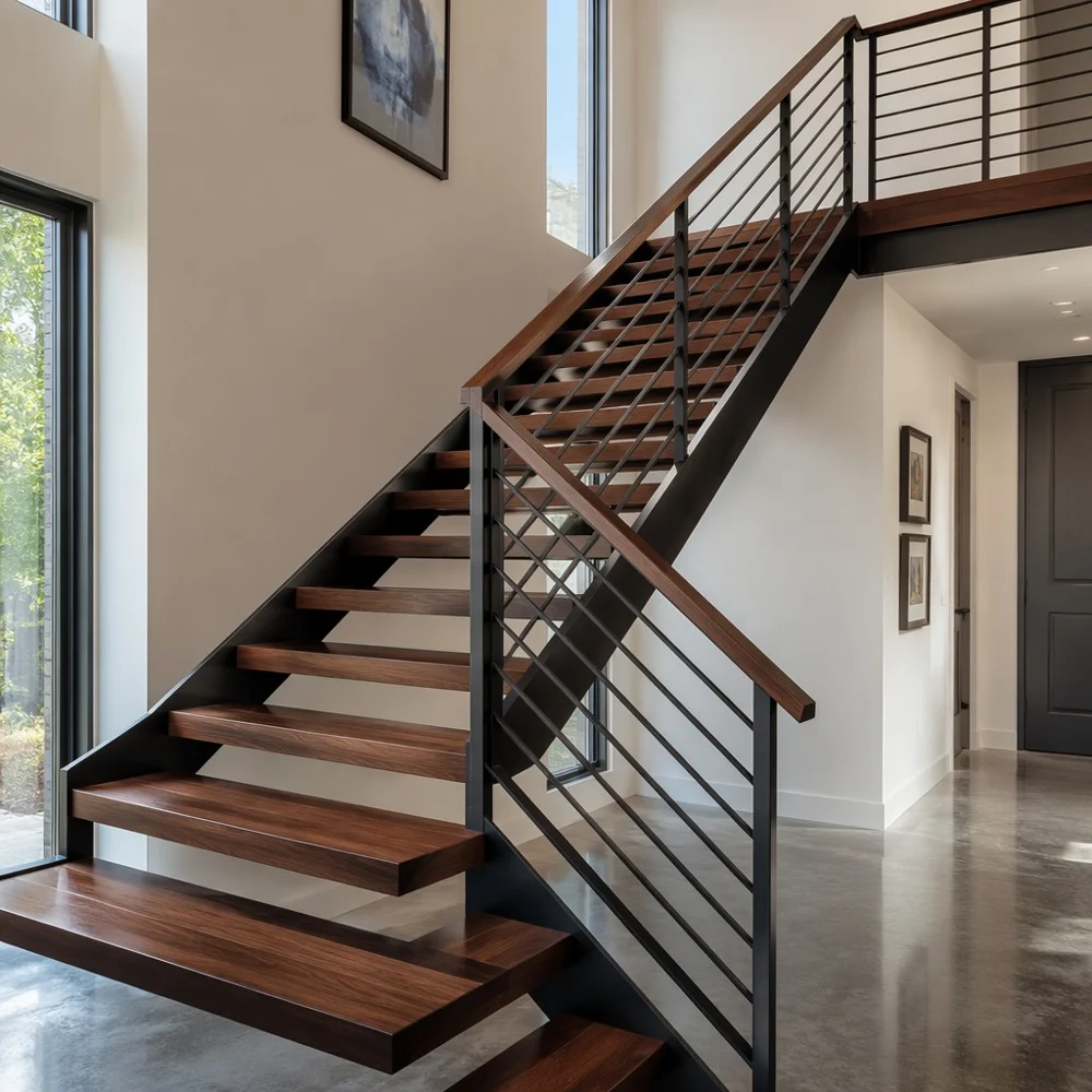 Wooden Stairs with Metal