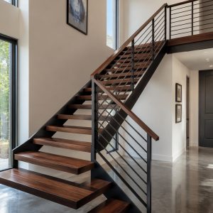 Wooden Stairs with Metal